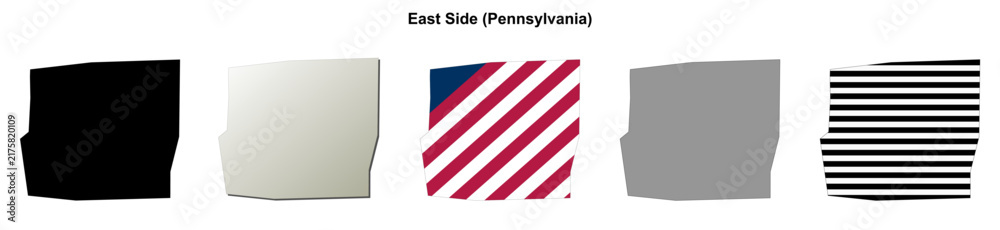 Fototapeta premium East Side (Pennsylvania) blank outline map set