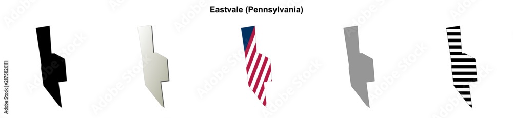 Fototapeta premium Eastvale (Pennsylvania) blank outline map set