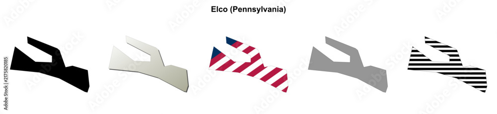 Fototapeta premium Elco (Pennsylvania) blank outline map set