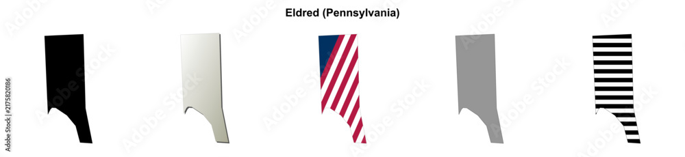 Fototapeta premium Eldred (Pennsylvania) blank outline map set