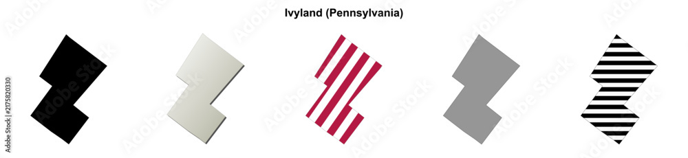 Obraz premium Ivyland (Pennsylvania) blank outline map set