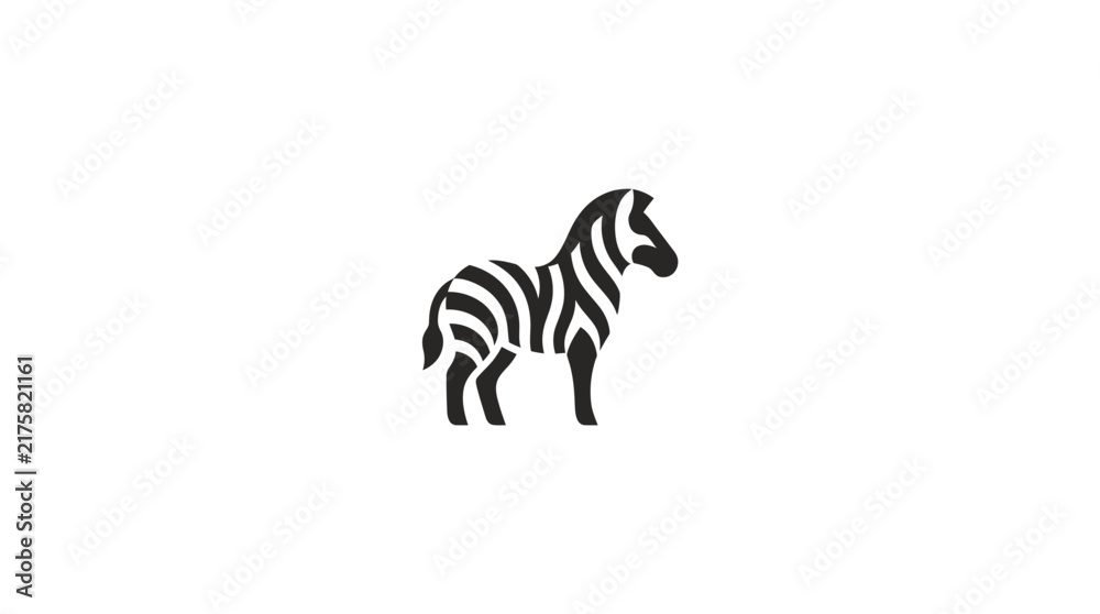Naklejka premium Small black and white zebra silhouette for corporate branding.