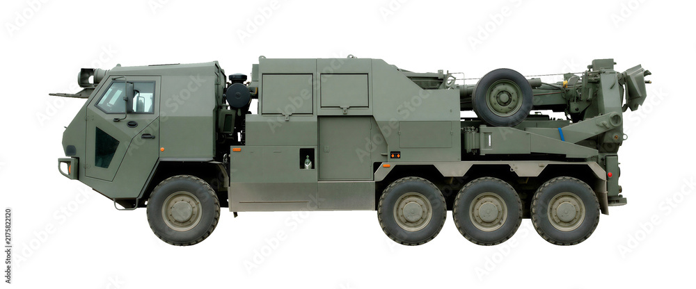 Fototapeta premium Ultra-light mobile artillery system, combining the revolutionary M777 towed howitzer with the highly mobile chassis