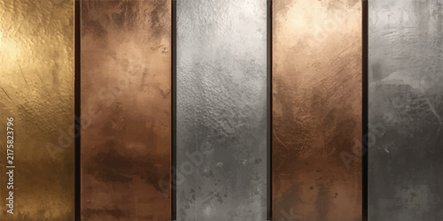 Bronze and Silver Metallic Surface with Contrasting Textures and Elegant Abstract Detail