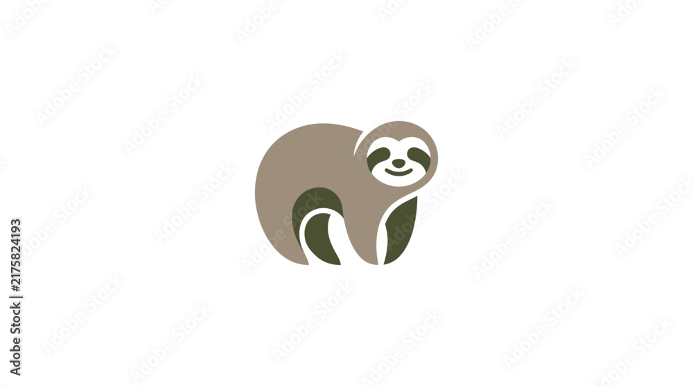 Naklejka premium Stylized standing sloth icon in earthy brown tones.