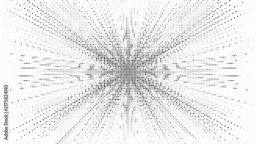 Halftone dot starburst radial pattern abstract background vector illustration