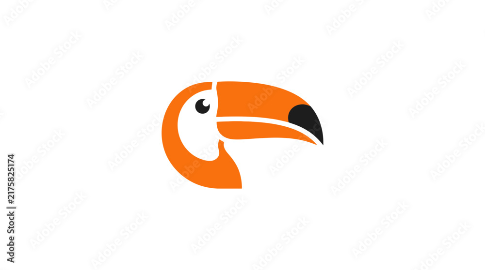 Naklejka premium Tropical toucan head circular logo