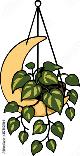 Crescent Moon Halloween Plant with Botanical Foliage