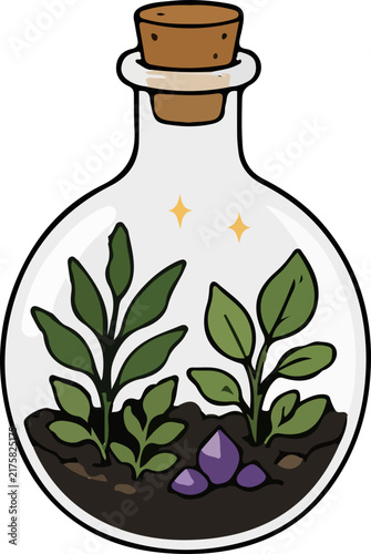 Halloween Botanical Potion Bottle with Plants