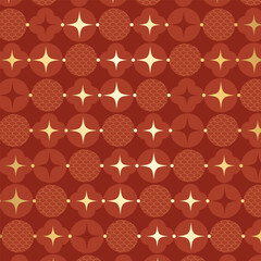 Stickers Chambre d’enfants Chinese New Year seamless pattern vector with traditional geometric floral ornaments, circular motifs and elegant gold decorative elements on red background.  © TWINS DESIGN STUDIO