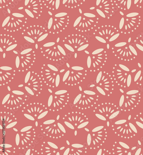 Japanese Pretty Fan Flower Vector Seamless Pattern