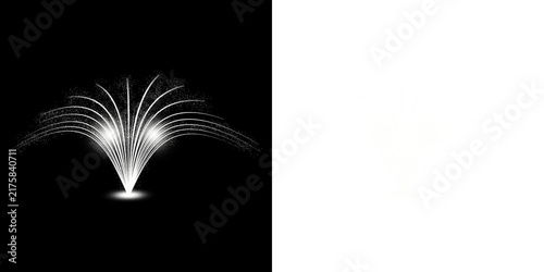 фотографія Abstract glowing white fountain light arcs and sparkling particle dust