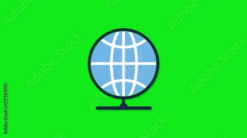 Network Globe Global Connection and Worldwide Communication Animation Green Screen. 4K Resolution