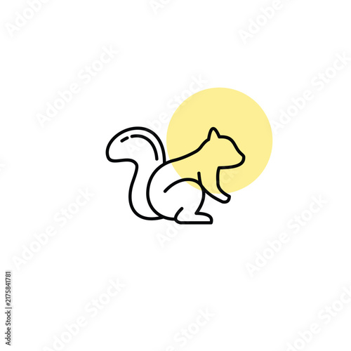Squirrel Icon Featuring a Bushy Curved Tail Small Rounded Ears and a Crouched Body and Representing a Quick Nimble Tree Dwelling Rodent Known for Gathering and Storing Nuts