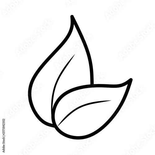 Minimalist black outline of two leaves on gray background