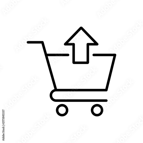 Shopping cart with up arrow online checkout line icon