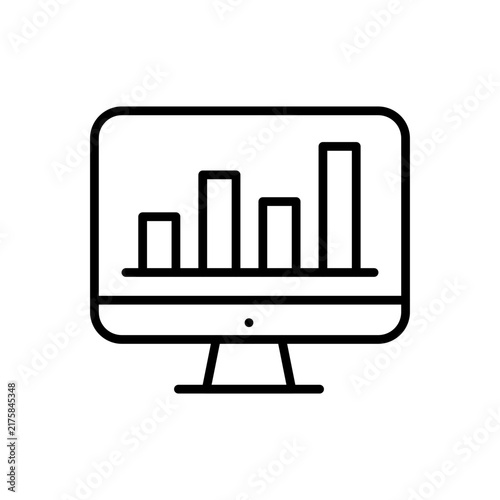Computer screen bar chart business analytics report line icon