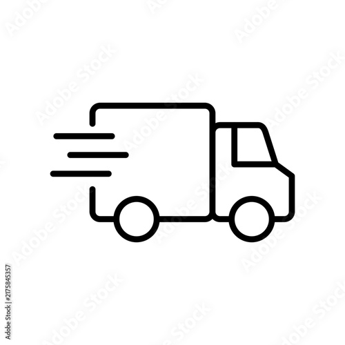 Fast delivery truck express shipping service line icon