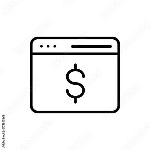 E-commerce website online payment browser dollar sign line icon