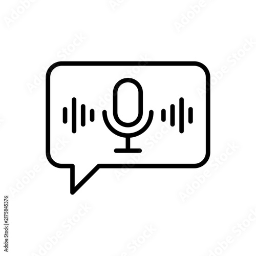 Microphone voice message speech bubble podcast line icon