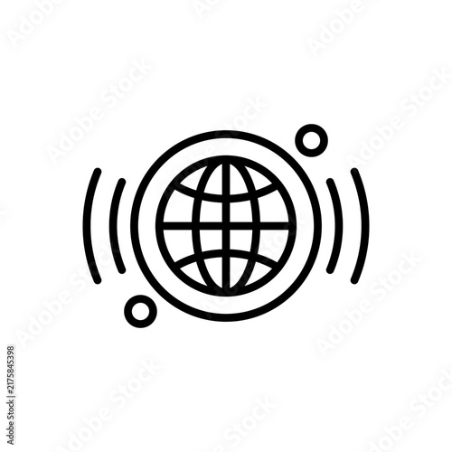 Global network signal world wide internet connectivity line icon