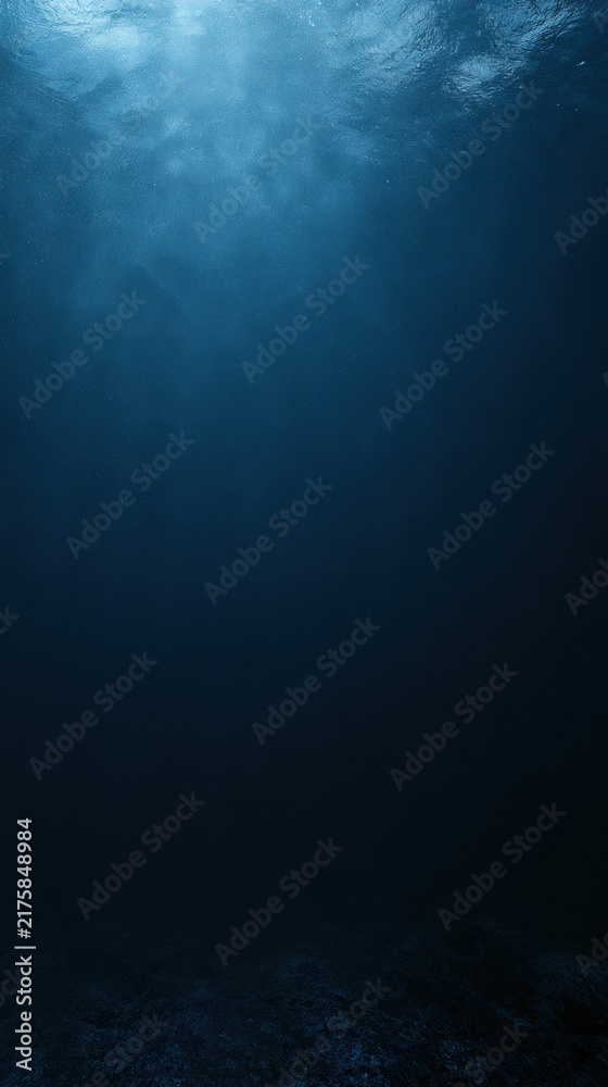 Naklejka premium A blue gradient fills the scene, featuring a soft glow and subtle grain. This creates a spacious area suitable for text or design elements.
