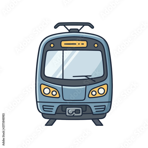 Colorful illustrated electric train with front view design.