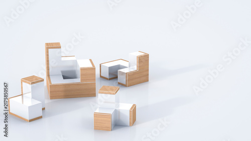 3D Rendering, cube and component parts