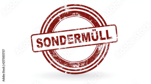 Red grunge sondermüll rubber stamp icon isolated on white