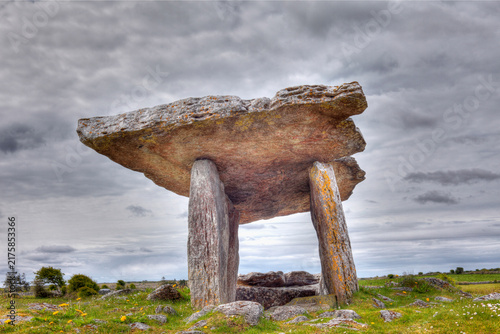 Ireland, County Clare, View of poulnabrone dolmen