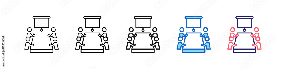 Naklejka premium Meeting Room Icon In 5 Different Styles Set Collection.
