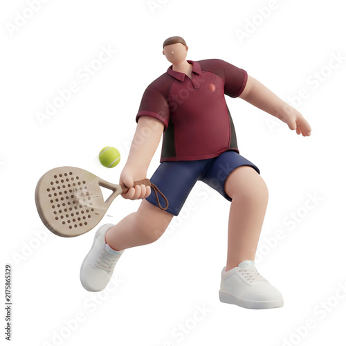 Cuadro en lienzo 3D illustration of a faceless padel tennis player hitting a forehand shot