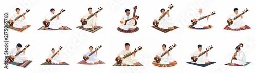 Foto A Comprehensive Collection of Indian Sitar Players in Traditional White Clothing