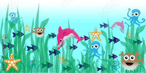 Vector background card with an underwater sea theme; suitable for use as a background or book cover.