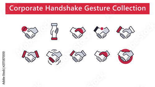 Business Handshake and Partnership Gesture Vector Icon Set
