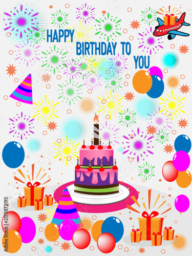 Birthday greeting card vector. Suitable for use as a background, invitation, or greeting card.