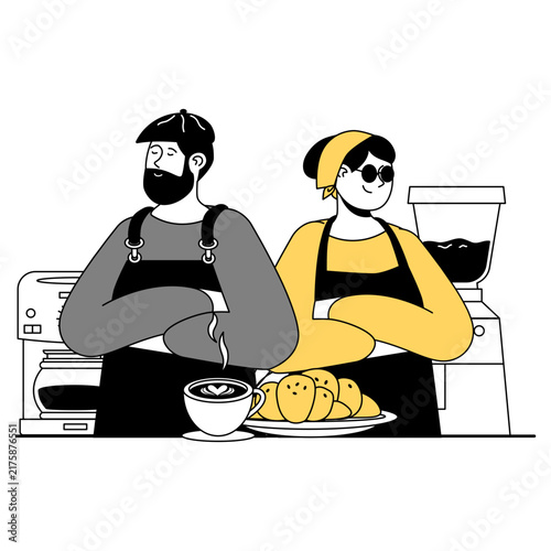 Cafe Handdrawn Outline Concept