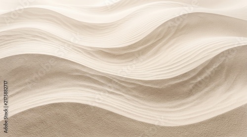 Abstract background of smooth sand dunes with flowing curves and ripple textures in soft neutral beige tones