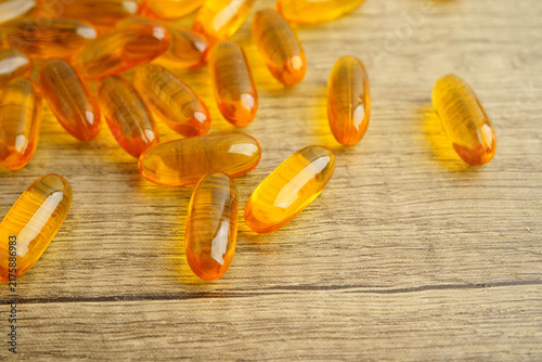 Obraz na płótnie Fish oil or Cod liver gel in capsule.