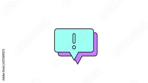 Modern 2D Flat Animated Exclamation Message Icon, Warning Notification Loop Background