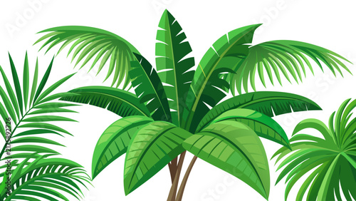 Editable Vector Illustration of Lush Tropical Greenery