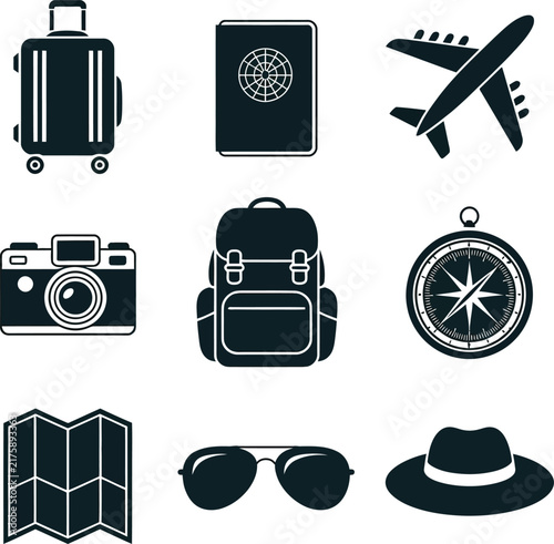 Travel Tourism Icons Set Suitcase Passport Plane VectorTravel Tourism Icons Set Suitcase Passport Plane Vector