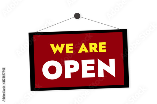 We Are Open red door sign vector product