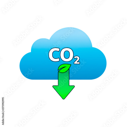 Tapety artystyczne Carbon dioxide emission from cloud with green arrow