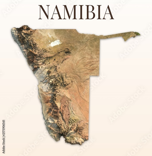 Konstfotografi Namibia Shaded Relief Map