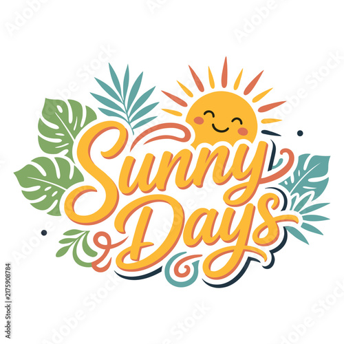 Colorful Summer Sale Vector Illustration with Fun Cartoon Typography, Bright Sun, Flowers, Discount Text, and Festive Holiday Banner Design