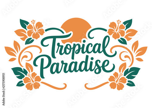 Tropical Paradise Floral Leaf Typography