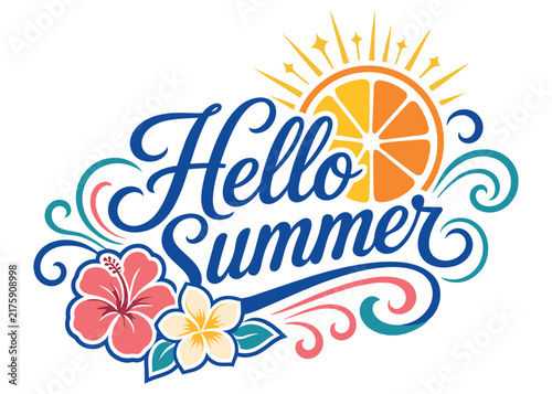 Hello Summer Tropical Citrus Typography