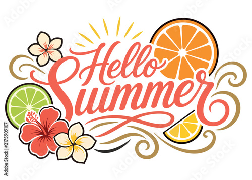 Hello Summer Tropical Floral Typography