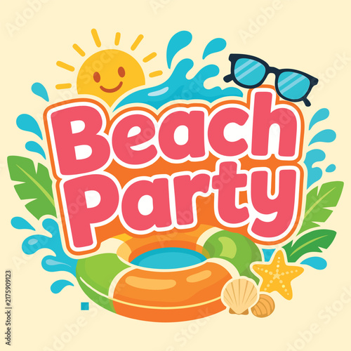 Beach Party Summer Tropical Typography